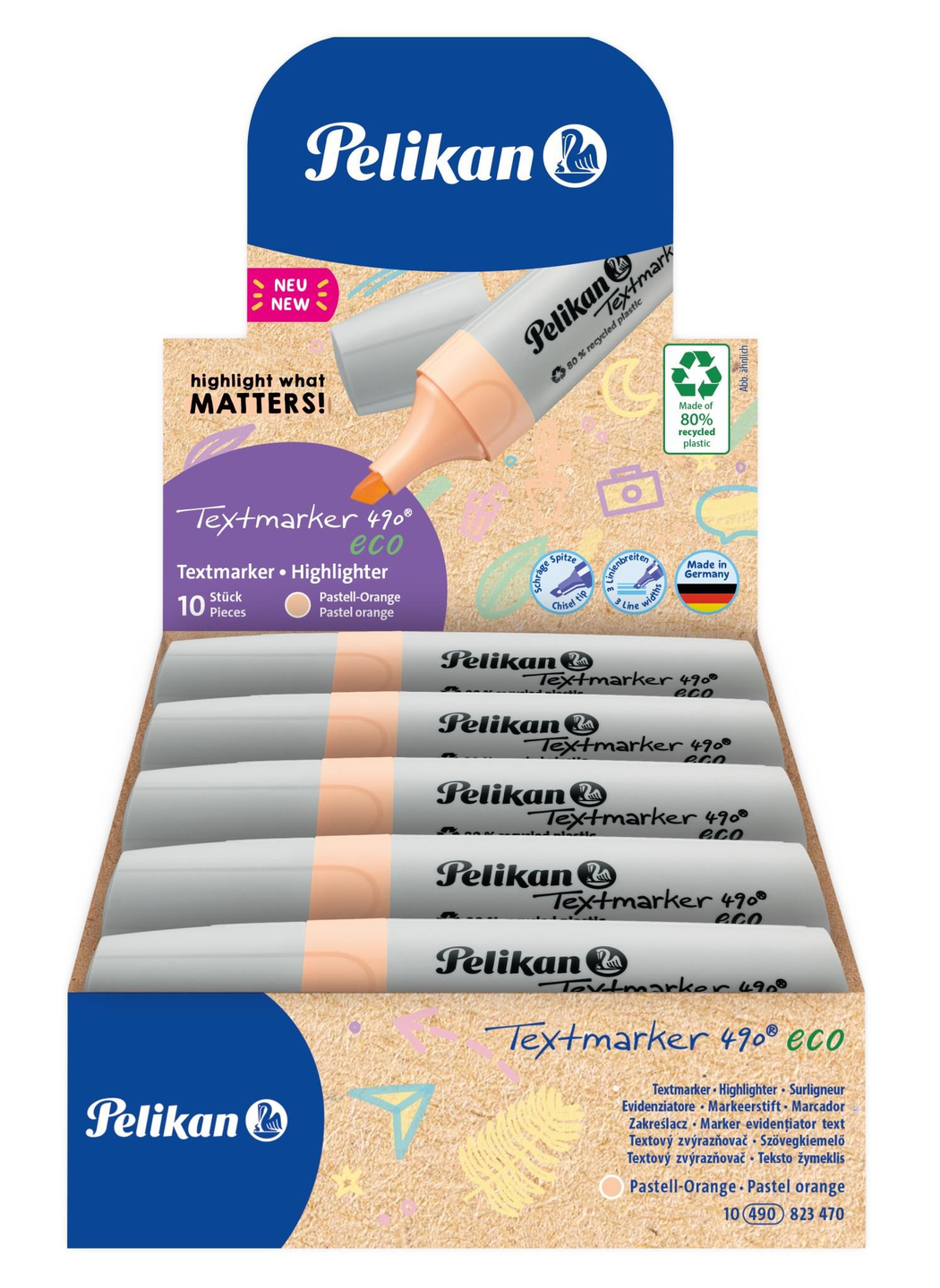 Pelikan 490 Eco Fosforlu Kalem Pastel Turuncu