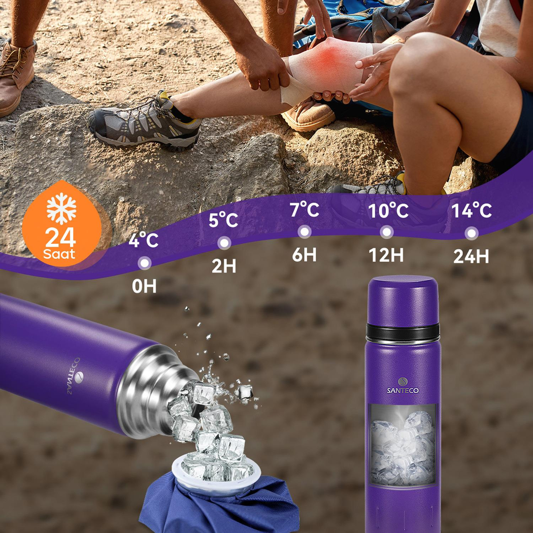 Santeco Kolima 2 Kapaklı Termos 1 L-Mor