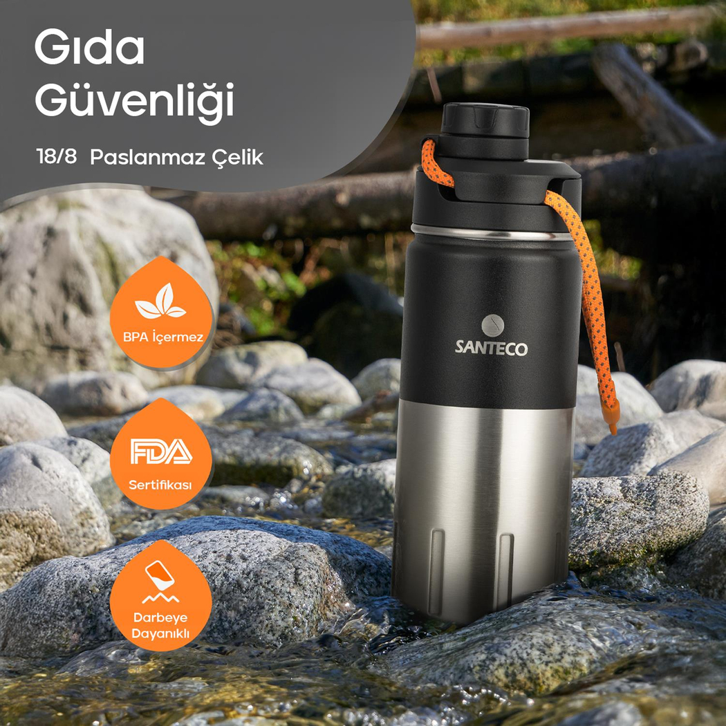 Santeco Ktwo Sporcu Termosu 500 Ml-Siyah