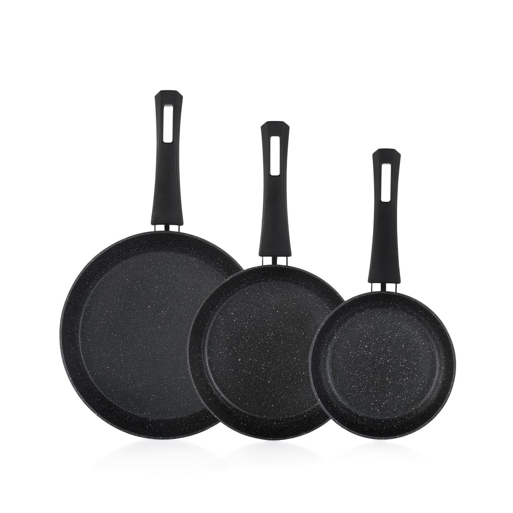 Schafer Black Stone 3 lü Tava Seti 18Cm+22Cm+26Cm-Siyah