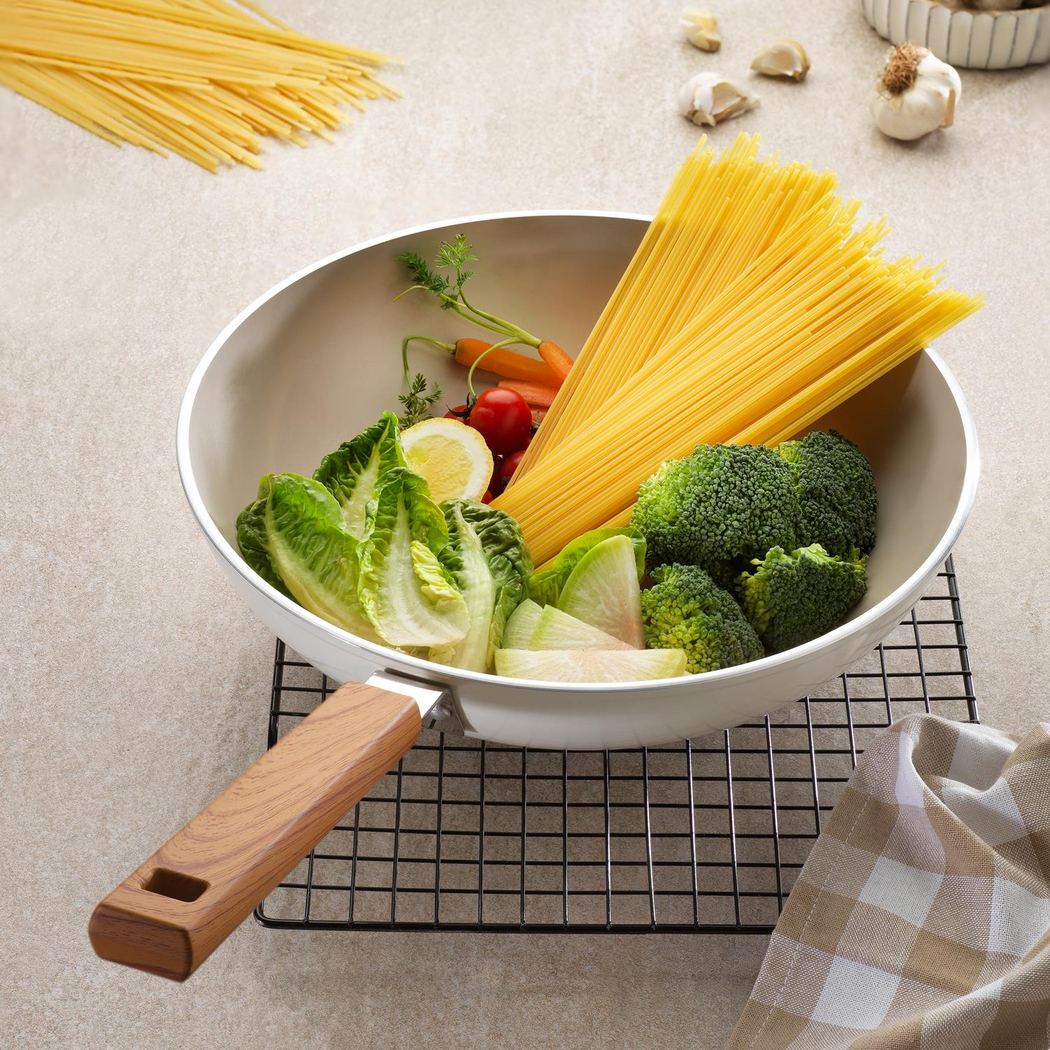 Schafer Ceramoni Seramik Wok Tava 28 Cm-Krem