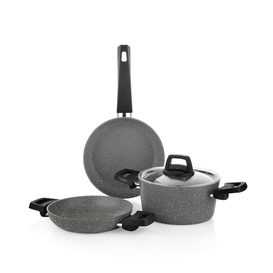 Schafer Eternal 3 lü Set Tencere 18Cm+Sahan 18Cm+Tava18Cm-Gri