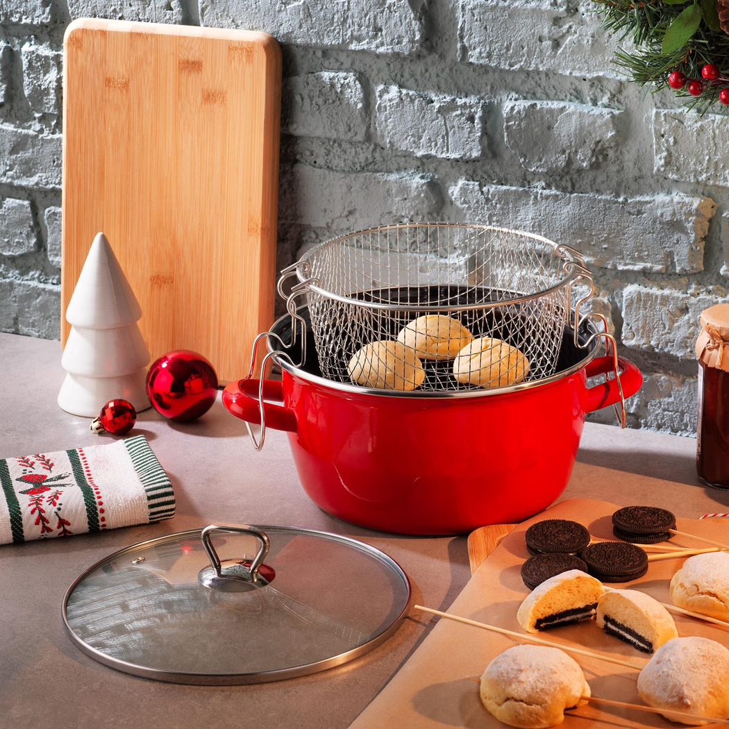 Schafer Fry Çıtır Kızartma Tenceresi 22 Cm-3 Parça-Kırmızı