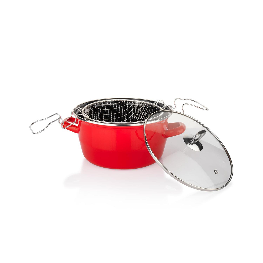 Schafer Fry Çıtır Kızartma Tenceresi 22 Cm-3 Parça-Kırmızı