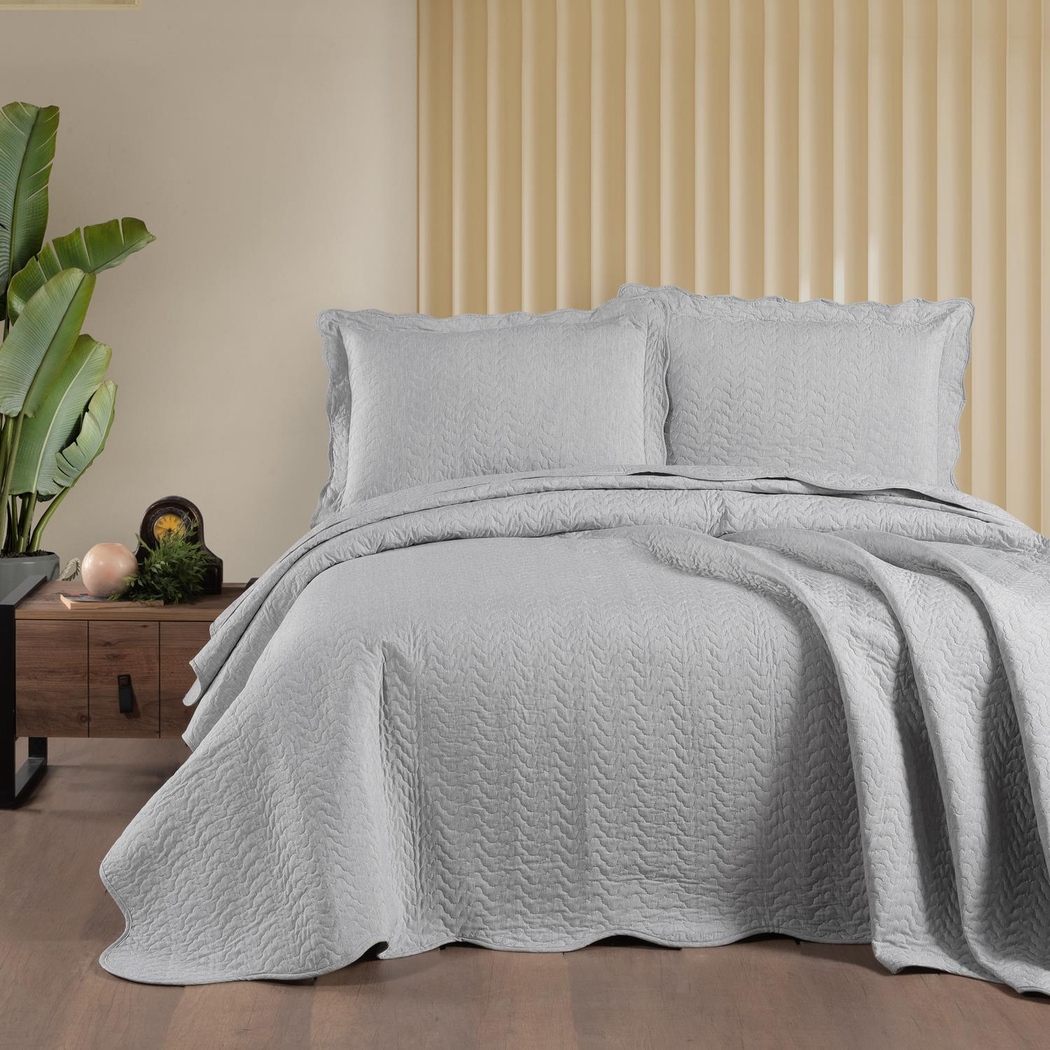 Schafer Home Elegance Yatak Örtüsü Seti 3 Parça-Gri