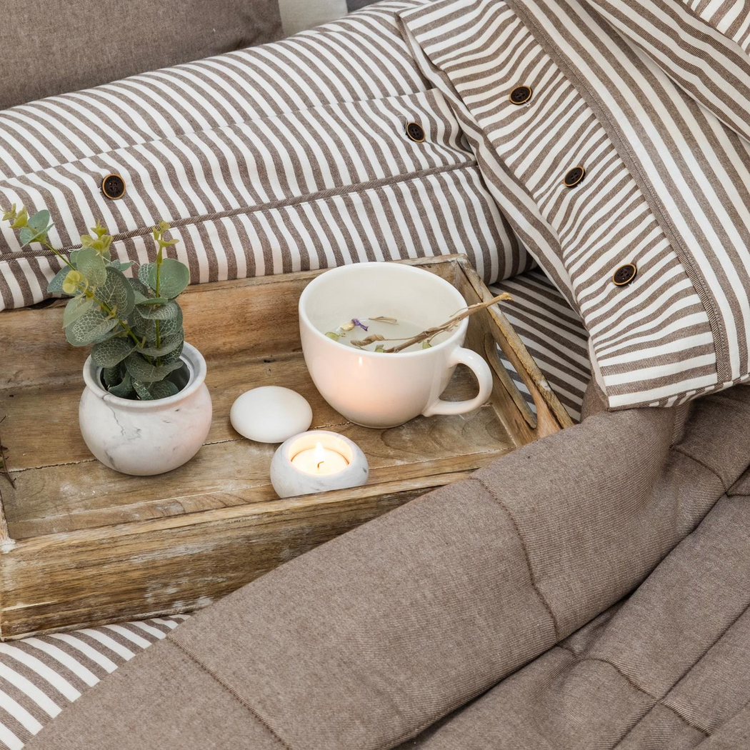 Schafer Home Loria Yatak Örtüsü Nevresim Seti 7 Parça-Bej