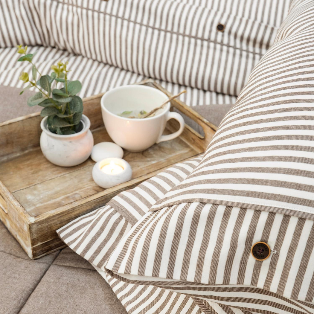 Schafer Home Loria Yatak Örtüsü Nevresim Seti 7 Parça-Bej