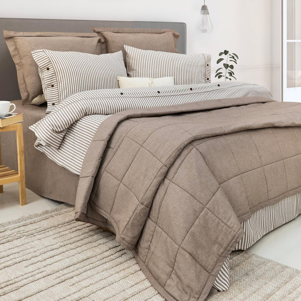 Schafer Home Loria Yatak Örtüsü Nevresim Seti 7 Parça-Bej