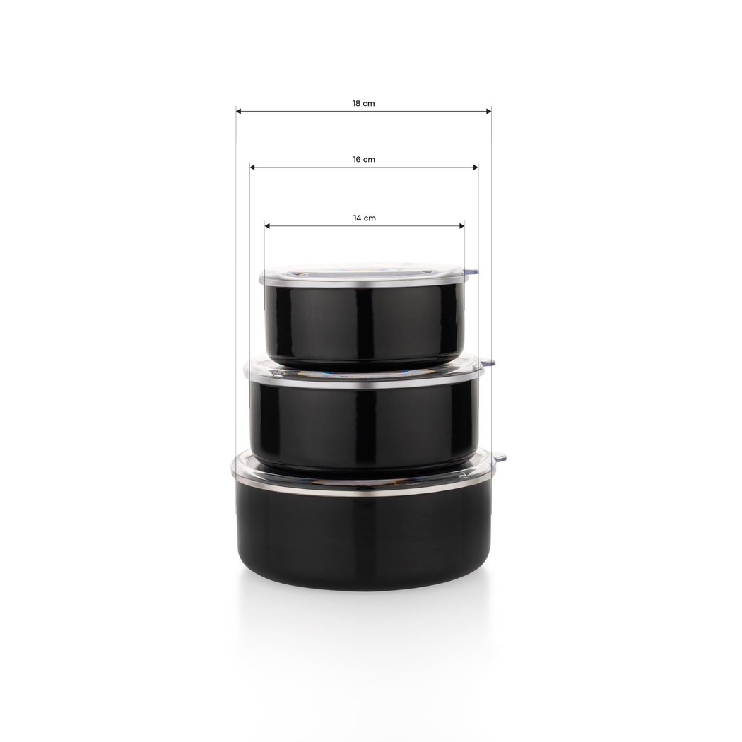 Schafer Komfort 3 lü Saklama Kabı Seti 6 Parça-Siyah