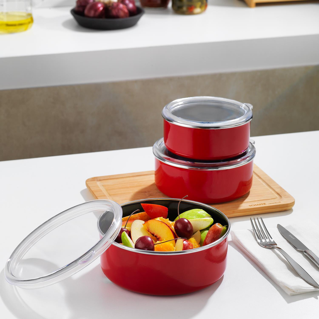 Schafer Komfort 3 lü Saklama Kabı Seti 6 Parça-Kırmızı