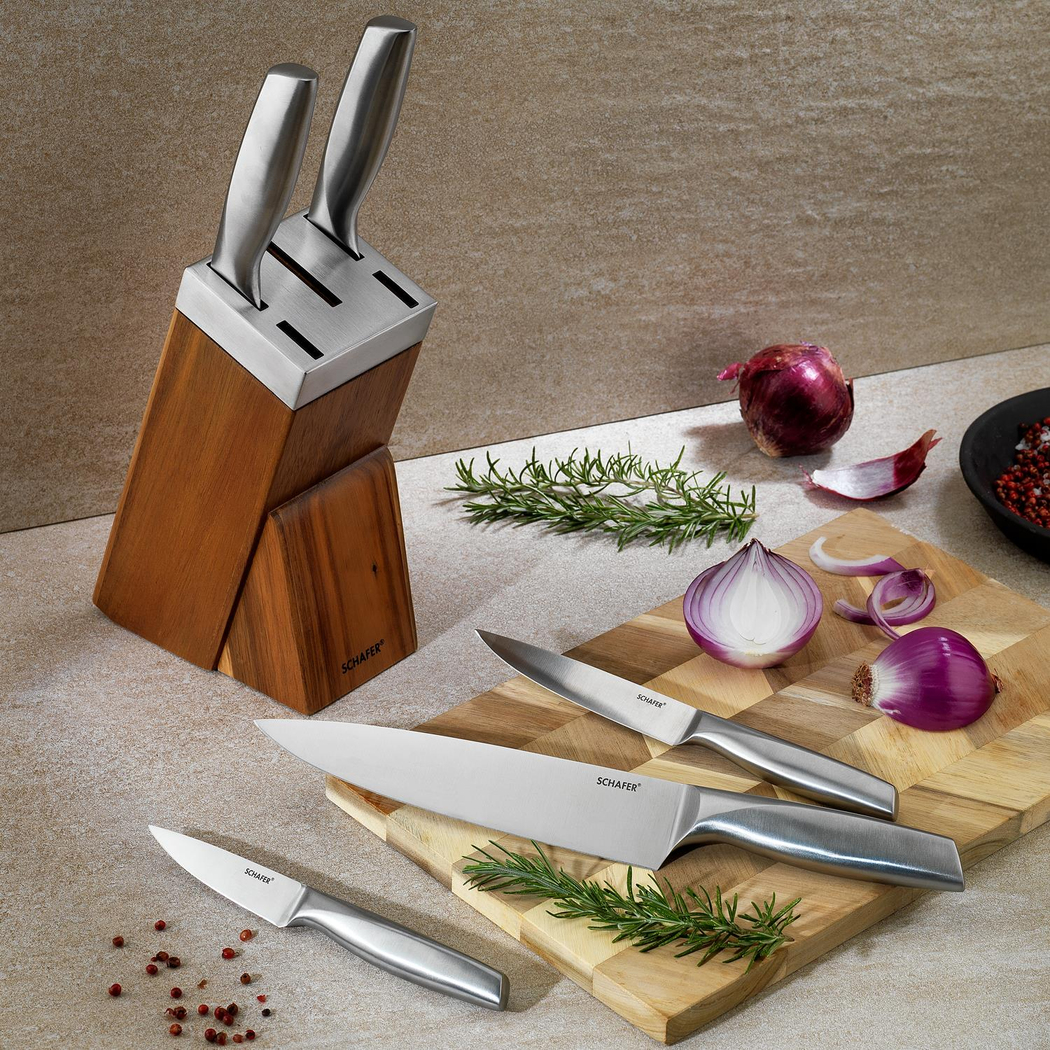 Schafer Solide Ahşap Bıçak Seti 6 Parça-Kahverengi03