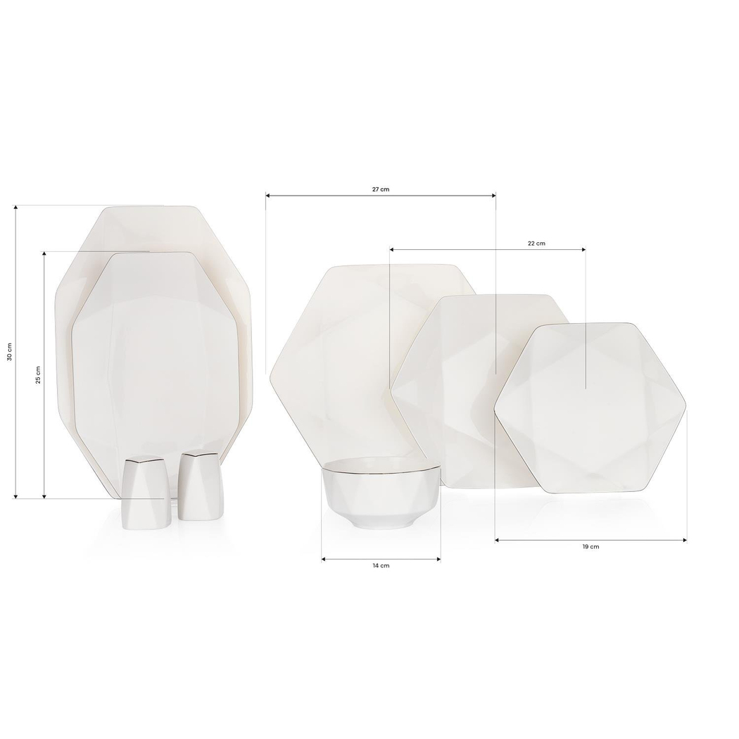 Schafer Superfine Bone Star Yemek Takımı 56 Parça-Platin