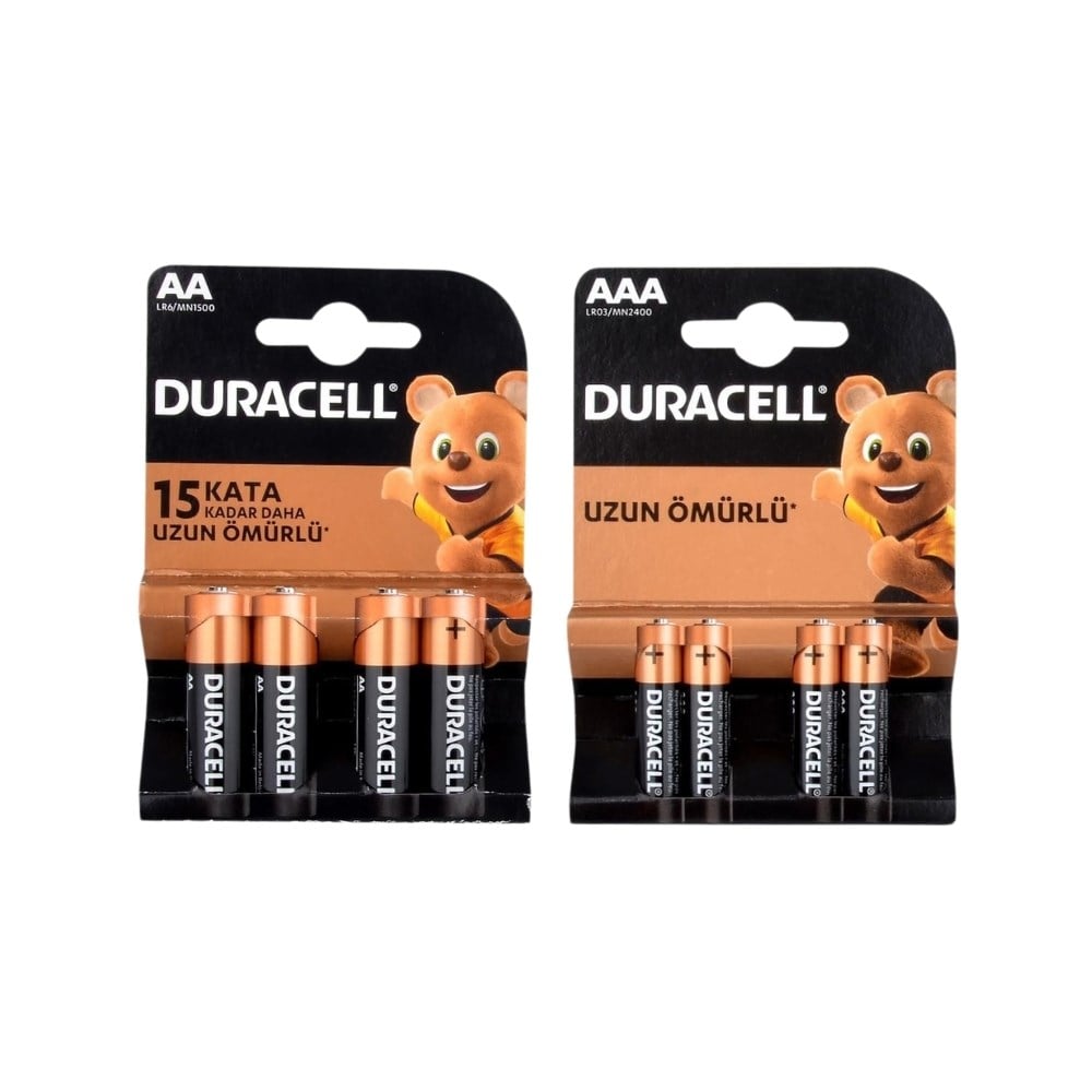 Duracell 4 lü Kalem ve İnce Kalem Pil Paketi
