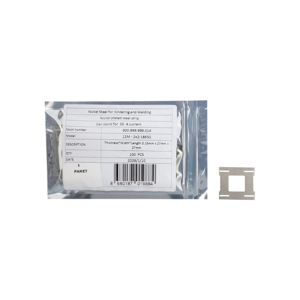 12M - 0.15mm - 27.0mm*27.00mm - 2x2-18650 - Bracket Version - Lehim Tutan Nikel Metal - 100 lü Paket