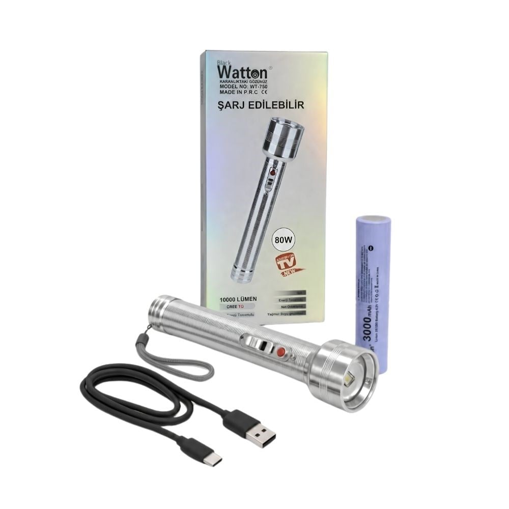 Watton WT-750 10.000 Lümen Şarjlı El Feneri