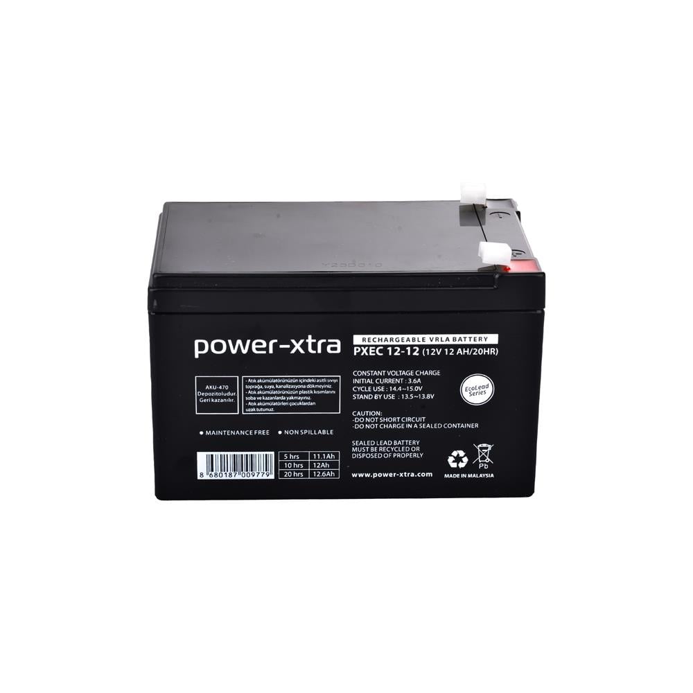 Power-Xtra EcoLead - PXEC12-12 - 12V 12 Ah Kuru Akü - F2