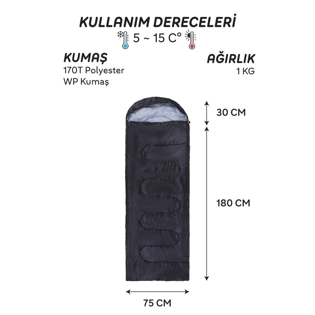 AndOutdoor NewCebu Uyku Tulumu-SİYAH