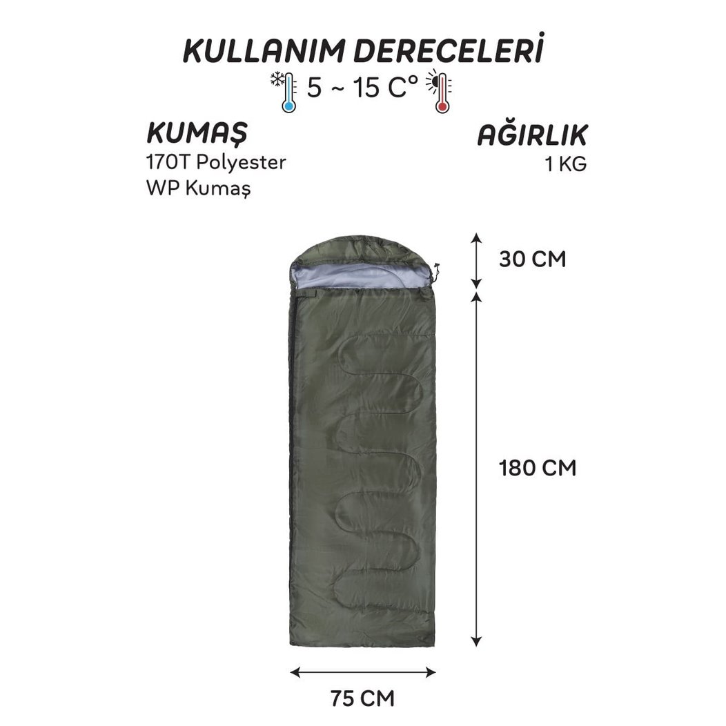 AndOutdoor NewCebu Uyku Tulumu-YEŞİL