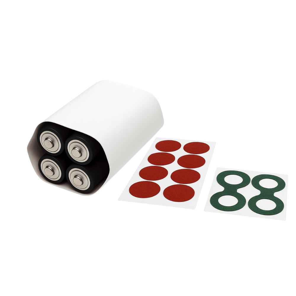 4S/P Dik 18650 Pil Shrink (Beyaz) + Kapak + (+) Kutup Emniyet Oringi (5 Set)