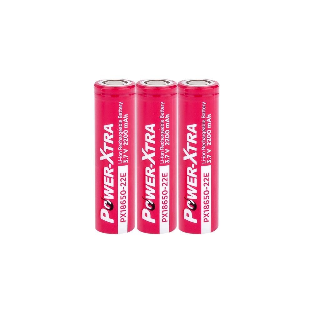 Power-Xtra PX18650-22E - 3.7V 2200 Mah Li-ion Şarjlı Pil - 5C 3'Lü Paket