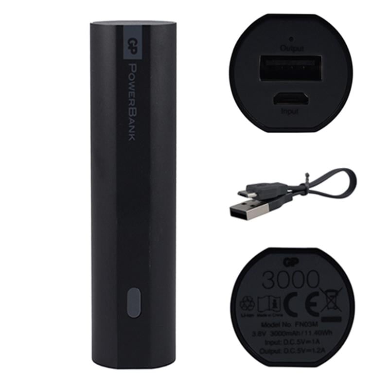 GP GPFN03MBE-2B1 Powerbank Li-ion 3000 mAh Harici Batarya Siyah