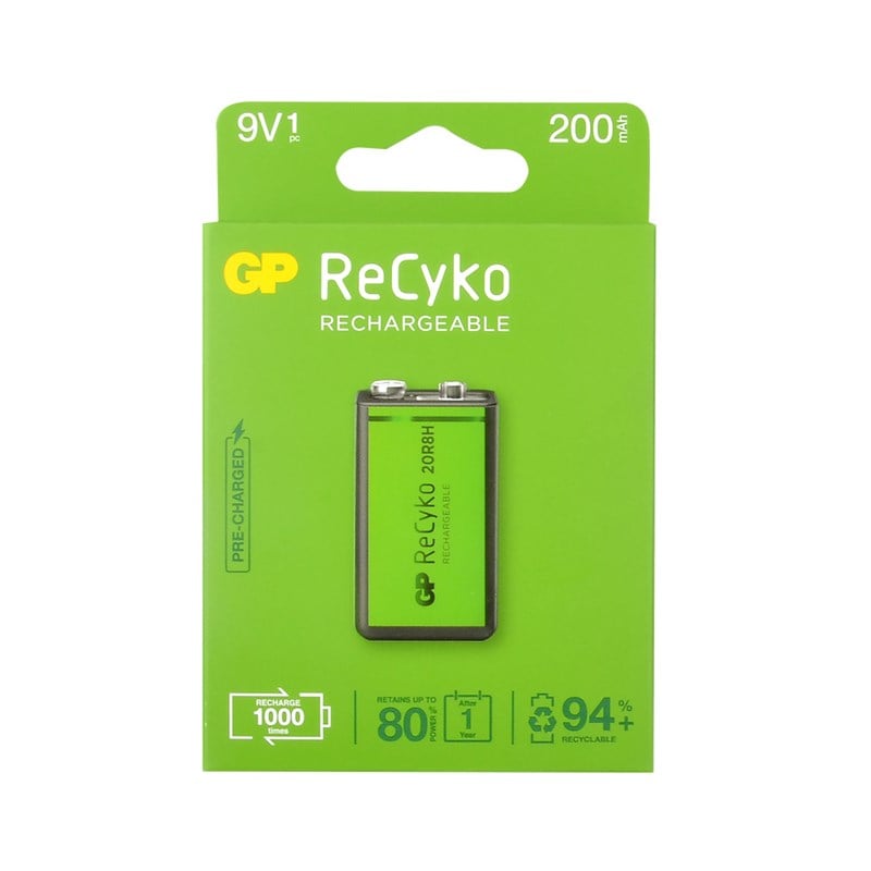 GP Recyko 9V 200 mAh Pil Tekli Blister