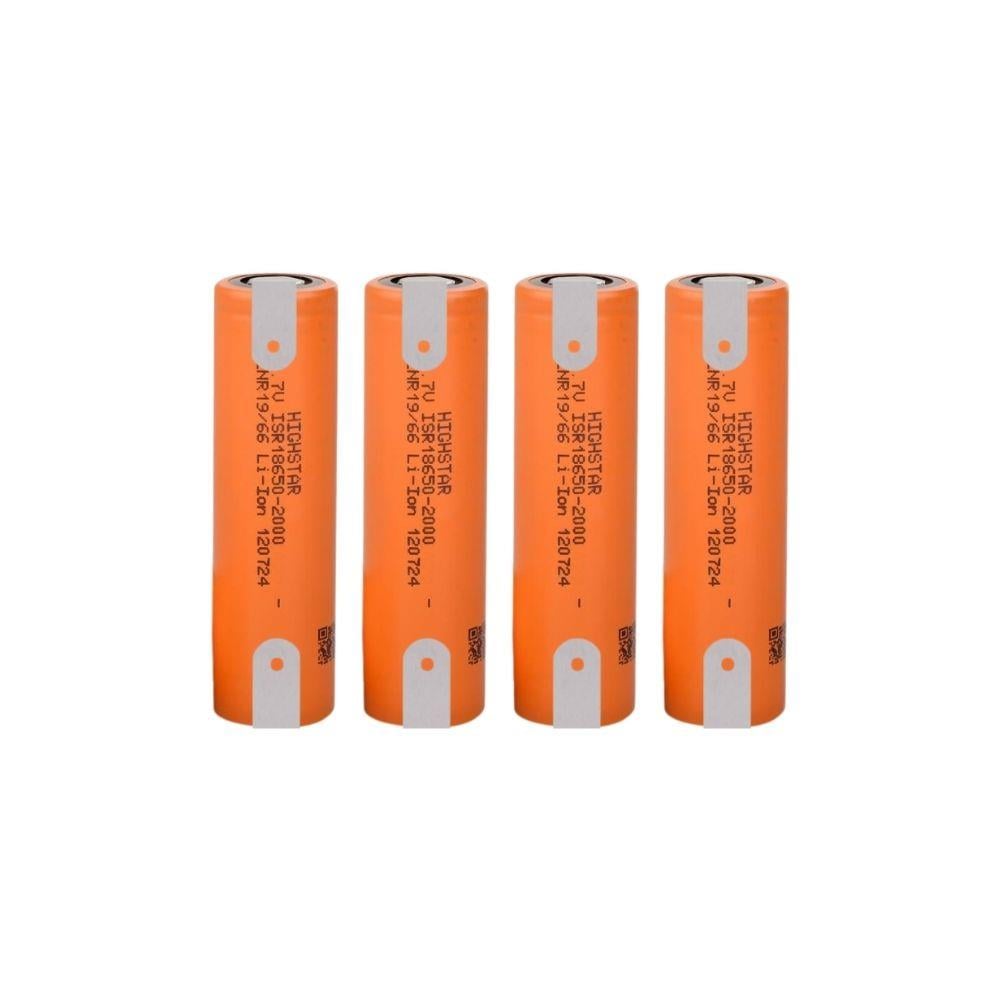 Highstar - ISR18650-2000 - 3.7V 2000 mAh Li-ion Şarjlı Pil - 30A 4 Lü (+ - Pinli)