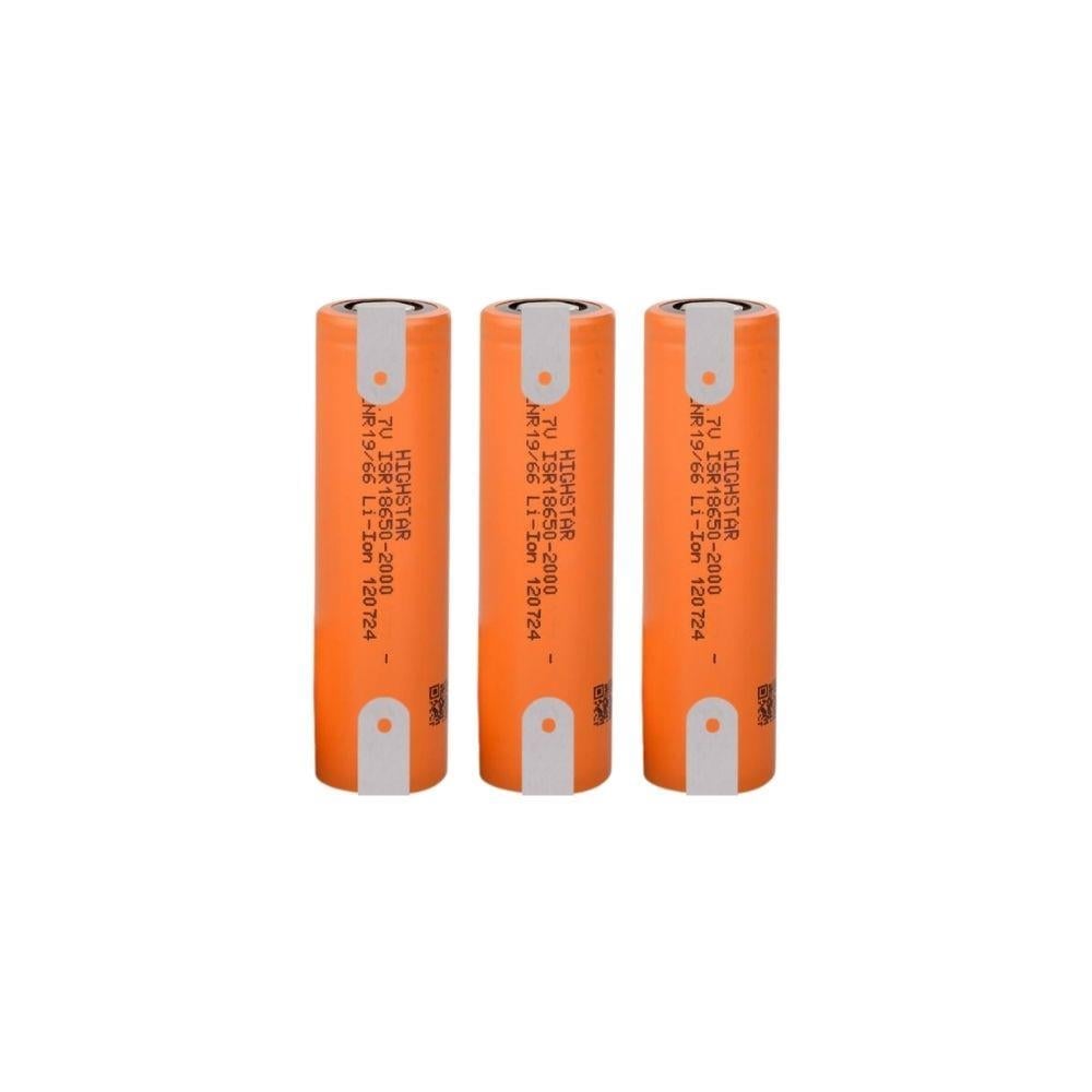 Highstar - ISR18650-2000 - 3.7V 2000 mAh Li-ion Şarjlı Pil - 30A 3 Lü (+ - Pinli)