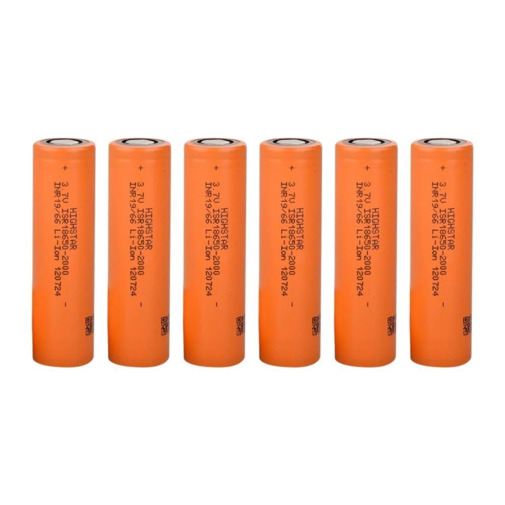 Highstar - ISR18650-2000 - 3.7V 2000 mAh Li-ion Şarjlı Pil - 30A 6 Lı Paket