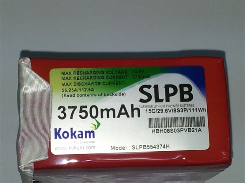 Lithium Polymer SLPB554374H 8S3P Pil