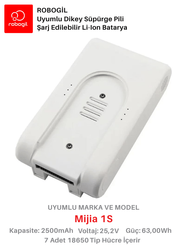 Mijia 1S White Handheld Cordless Vacuum 2500mAh Uyumlu Bataryası Dikey Süpürge Pili Li-ion Yedek Pil Paketi Mij1S-W-01