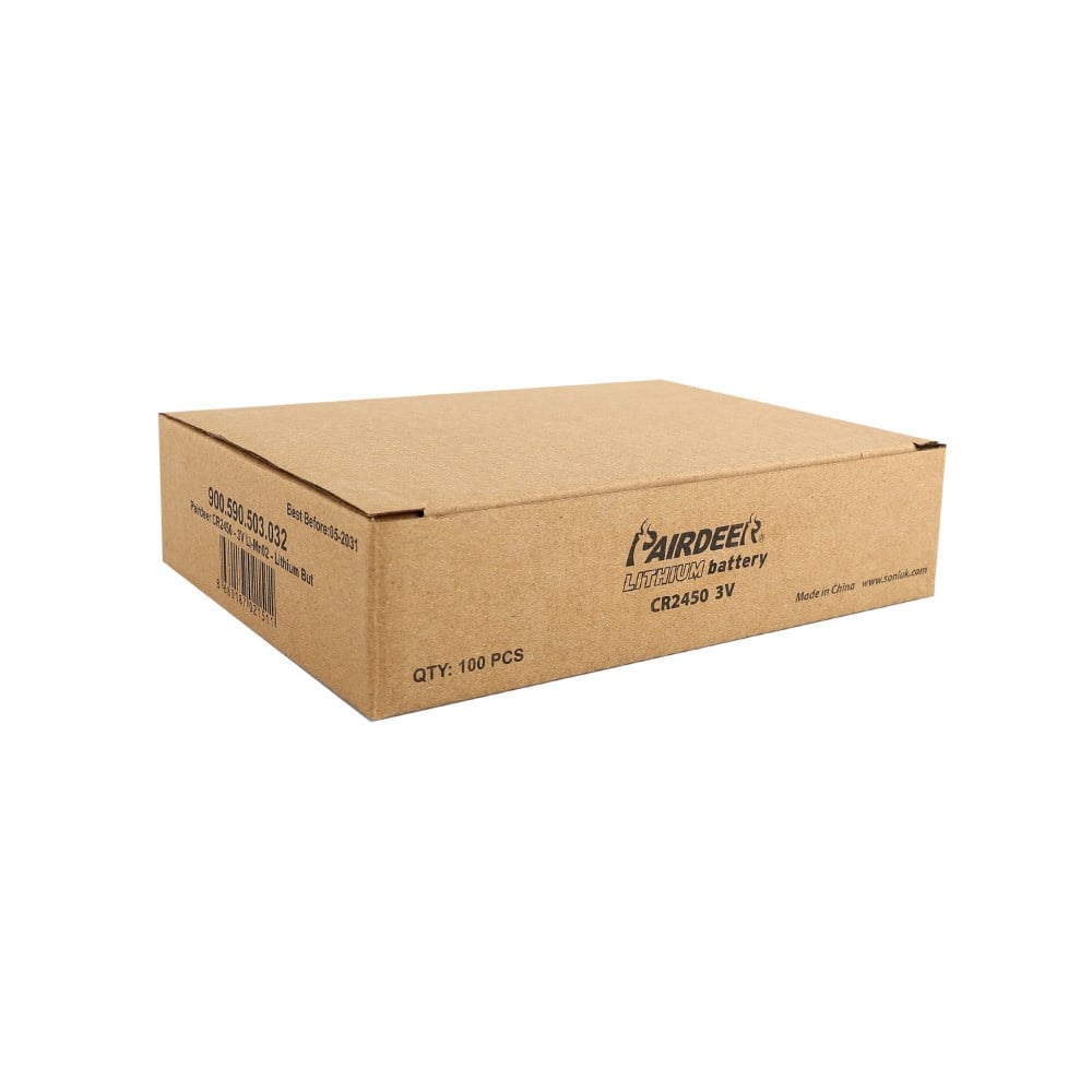 Pairdeer CR2450 - 3V Li-Mn02 - Lithium Buton Pil - Bulk Paket