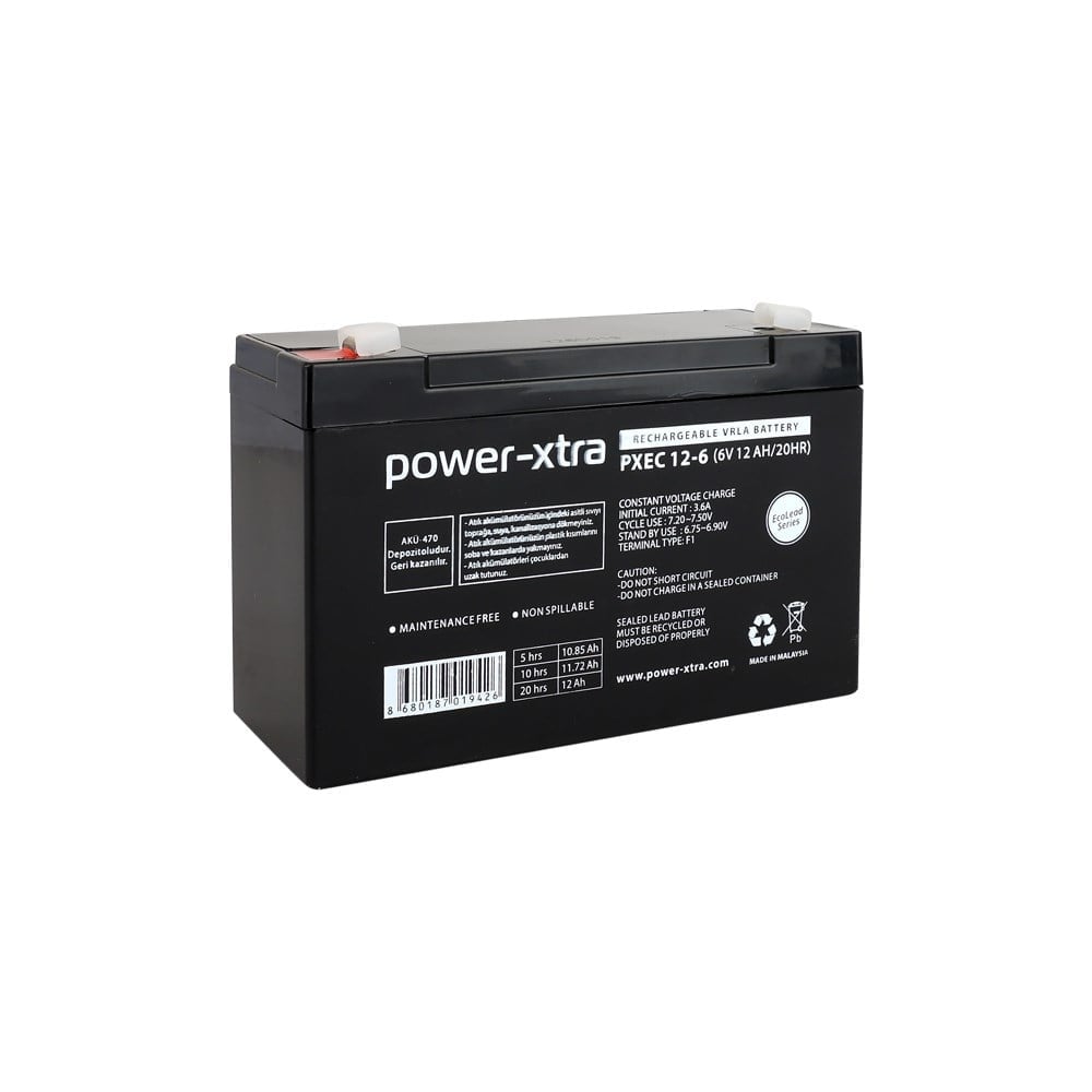 Power-Xtra EcoLead - PXEC12-6 - 6V 12 Ah Kuru Akü F1