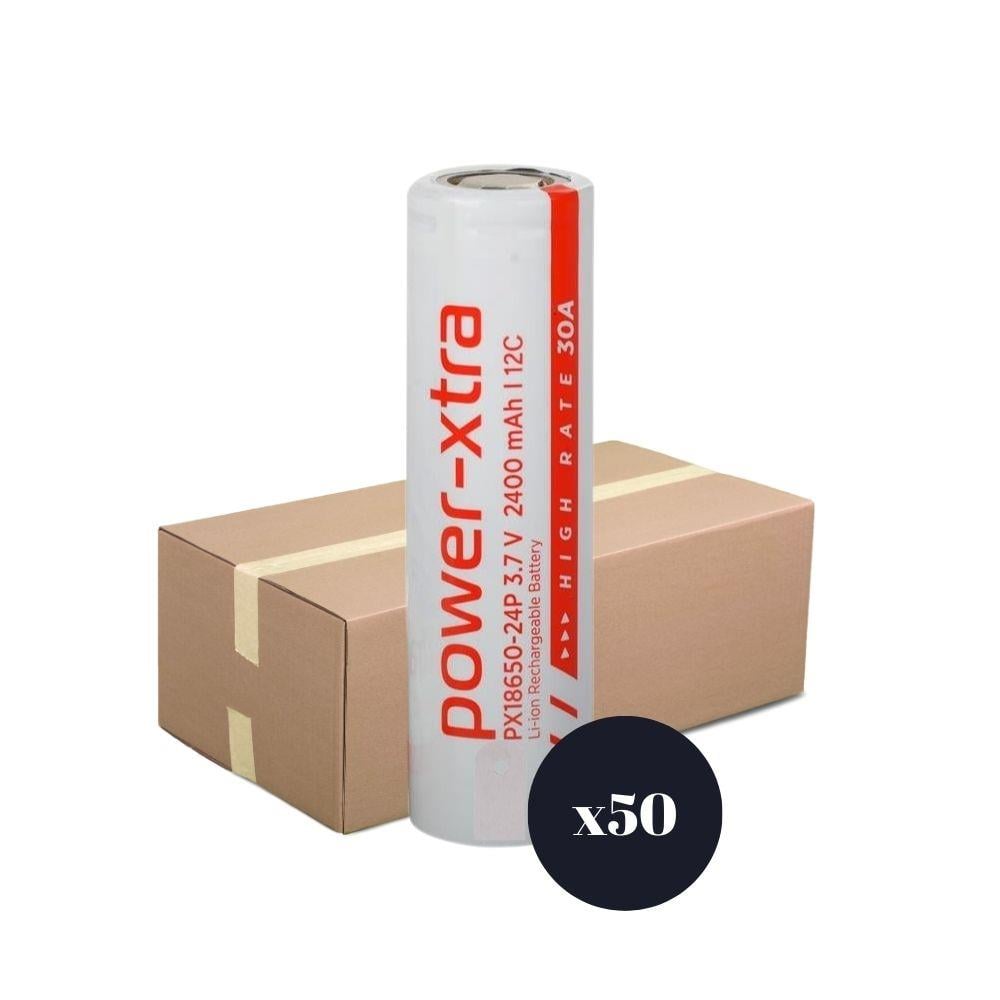 Power-Xtra PX18650-24P - 3.7V 2400 Mah Li-ion Şarjlı Pil - 12C - 30A  50 Li Paket