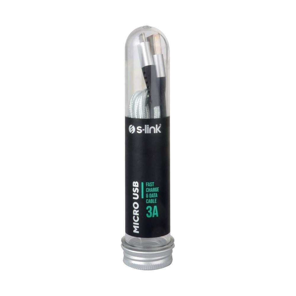 S-link SL-STM55M 3A Fast Şarj Micro Usb Gri Data + Sarj Kablosu