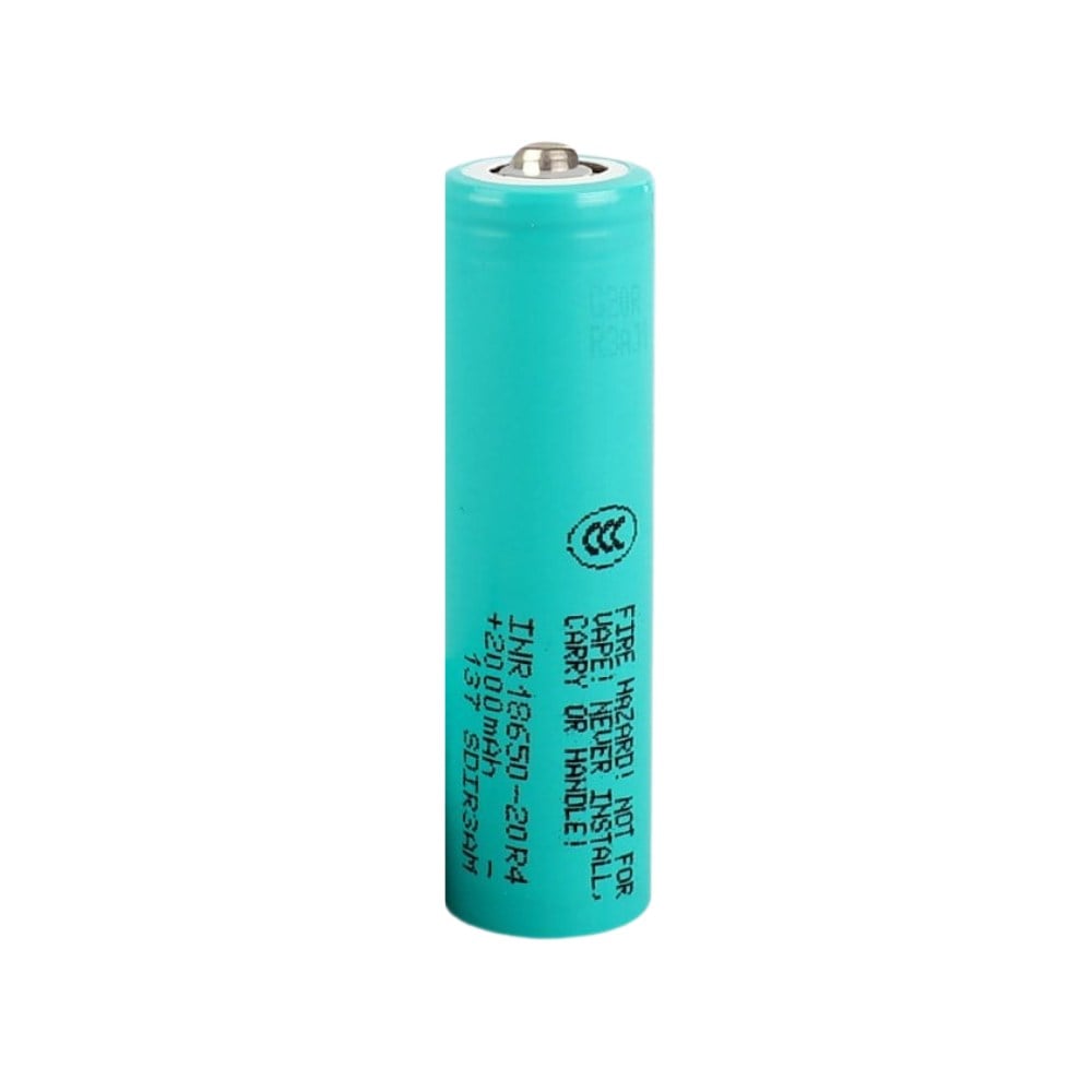 Samsung INR18650-20R - 3.7V 2000 mAh Li-ion Şarjlı Pil - 22A Başlı