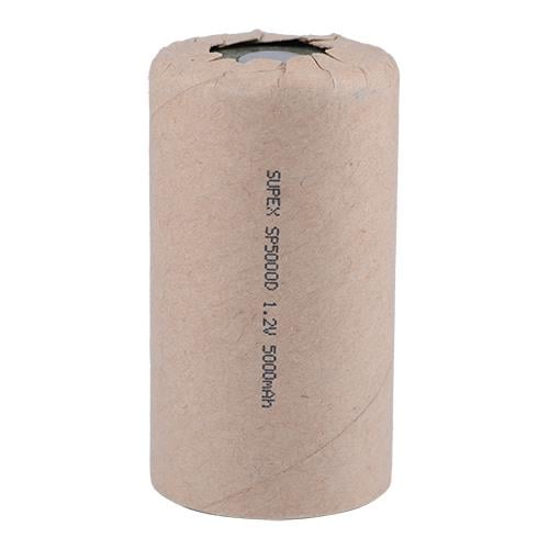 Supex 1.2V Ni-Cd D Size 5000 mAh Şarjlı Kağıt (Flat) Pil
