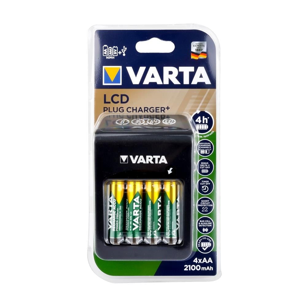 Varta 57687 LCD Plug Pil Şarj Cihazı 4 x 56706 2100mAh Pilli