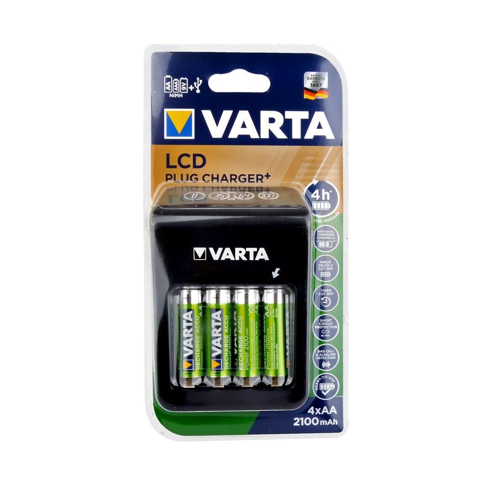 Varta 57687 LCD Plug Pil Şarj Cihazı 4 x 56706 2100mAh Pilli