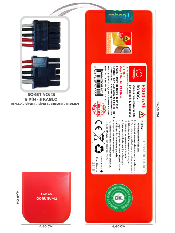 Xiaomi Mop 2 Pro MJST1SHW 5800mAh Uyumlu Robot Süpürge Pili C5813RB-Xia-009