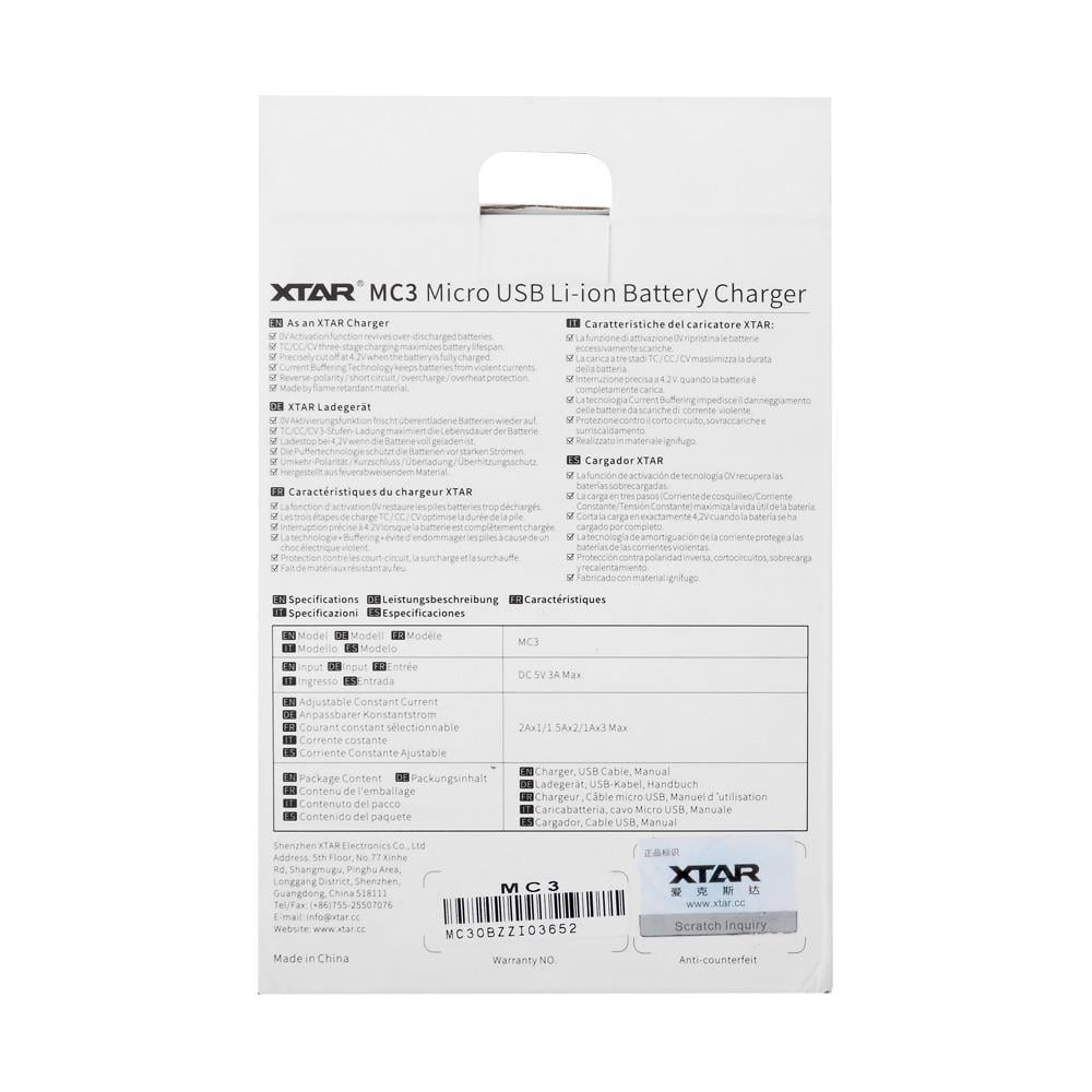 Xtar MC3 - Taşınabilir Li-ion Pil Şarj Cihazı - 3lü
