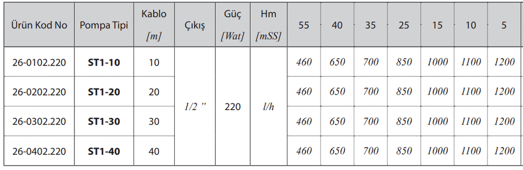 Star Pompa ST1-10 Grafik