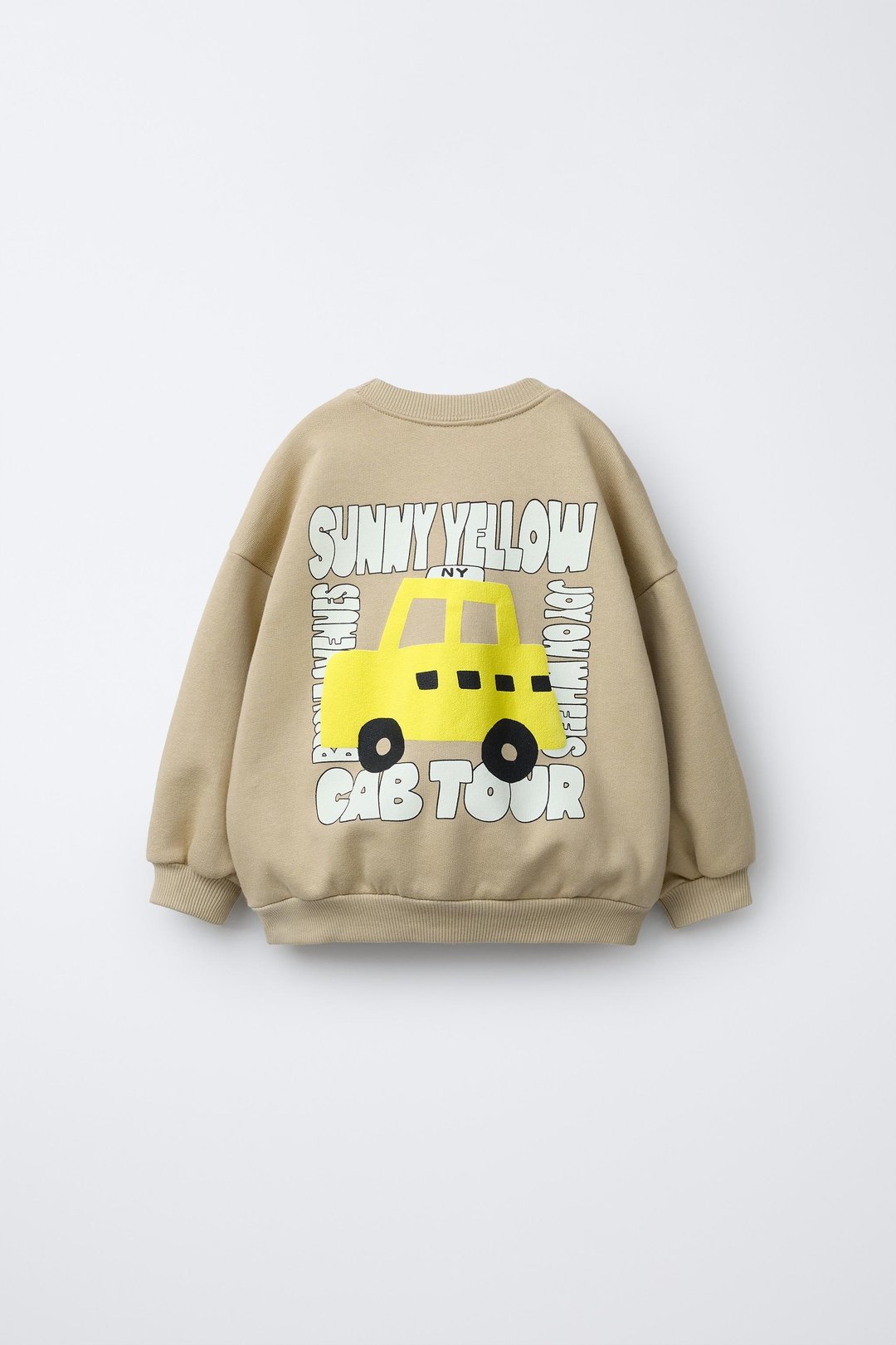 Baskılı Bej Sweatshirt ve Dama Desenli Eşofman Altı Takımı – görsel 2