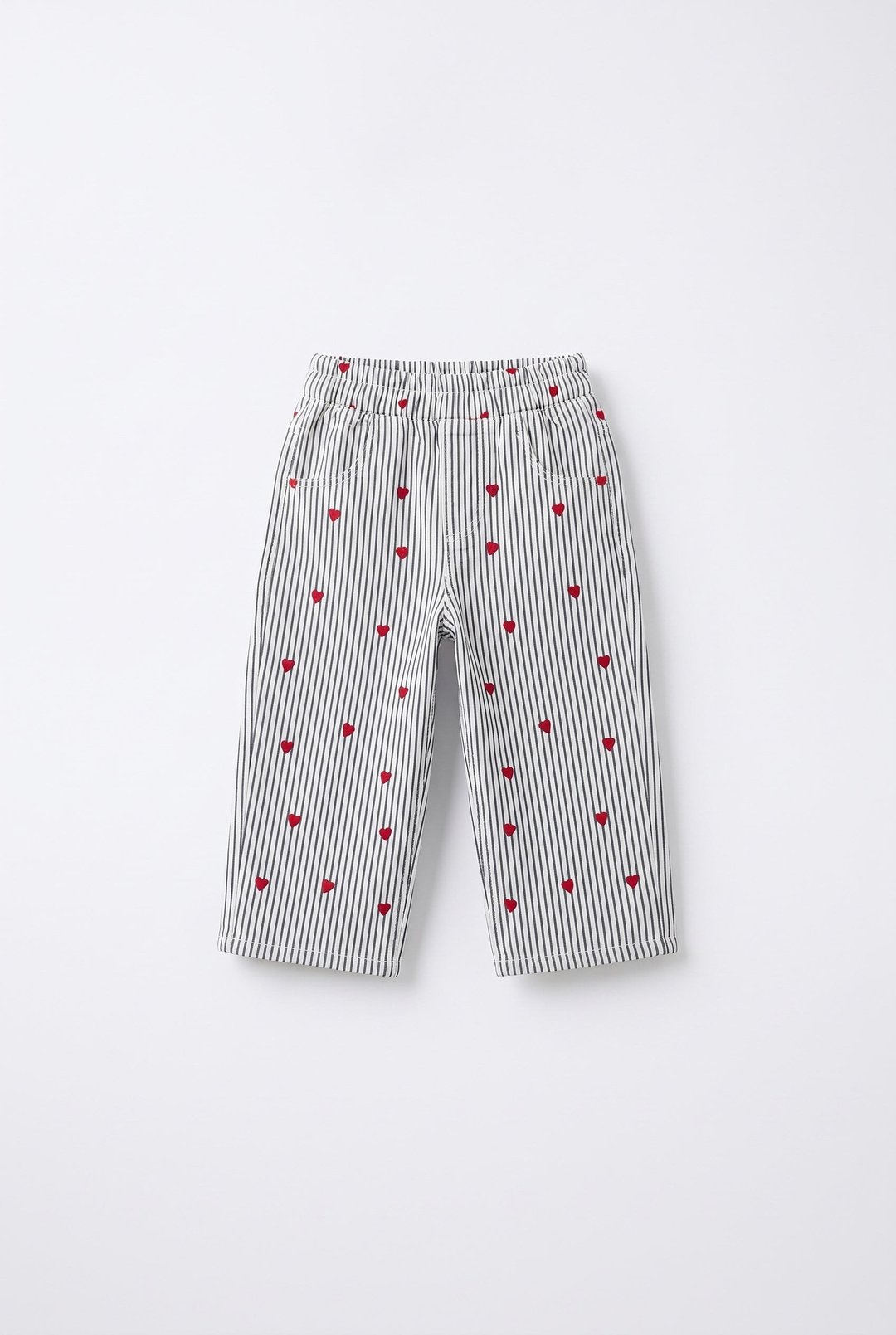 Kalp Nakışlı Çizgili Pantolon – görsel 1