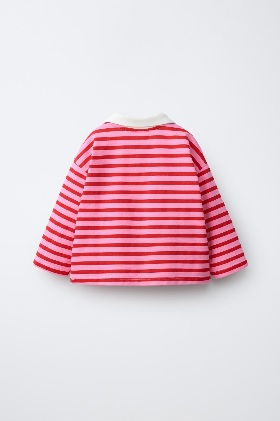 Pembe Çizgili Polo Yaka Sweatshirt – görsel 2