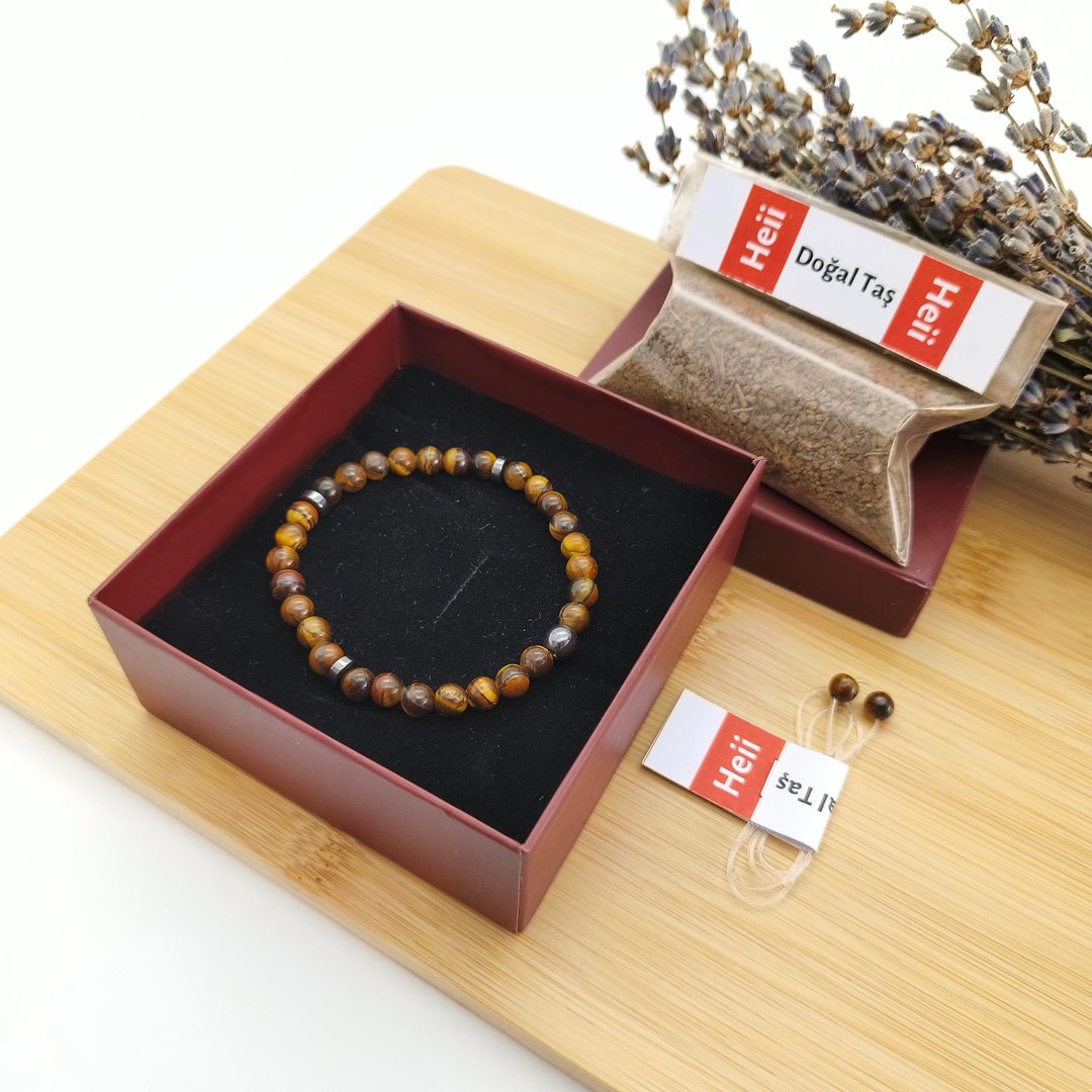 Doğal Taş Kaplangözü Bileklik - 6 mm