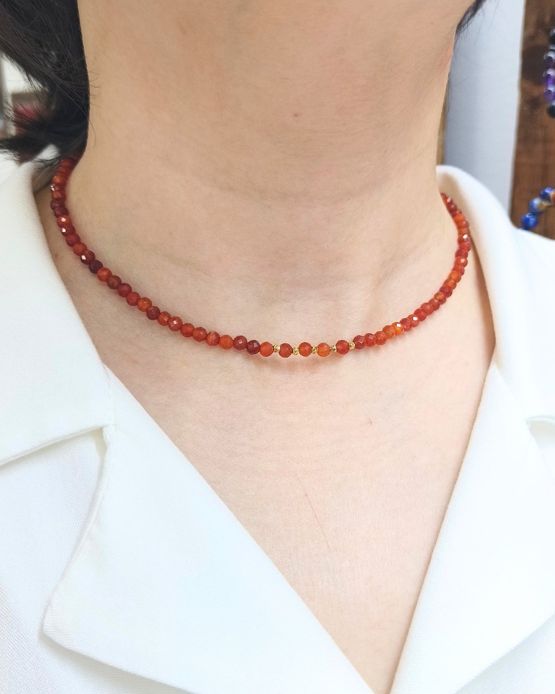 Karnelyan Akik Kolye - Kararlılık, Nazar Kalkanı ve Stresle Baş Etme - 4 mm Faset Kesim