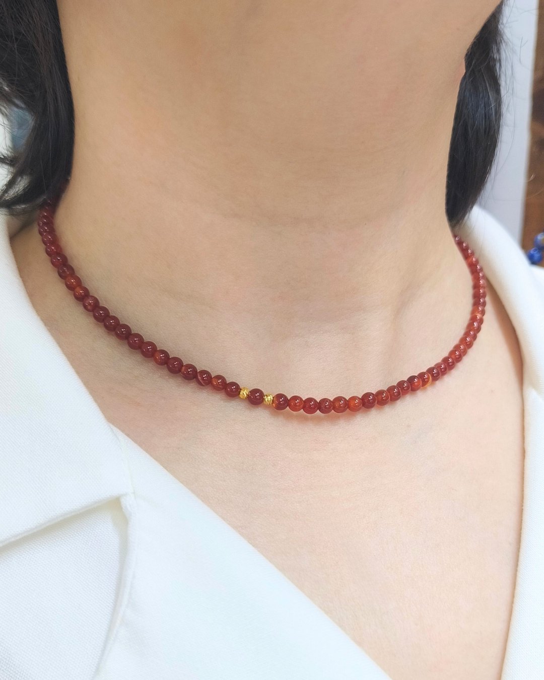 Karnelyan Akik Kolye - Kararlılık, Nazar Kalkanı ve Stresle Baş Etme- 4 mm