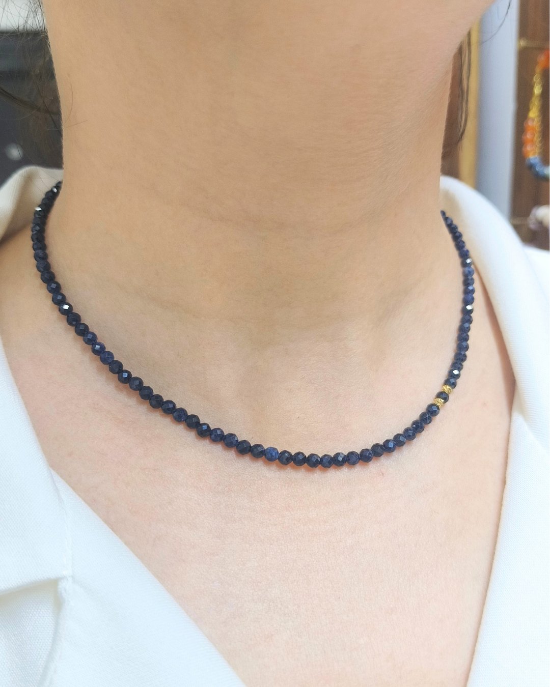 Safir Kolye - 3 mm Faset Kesim