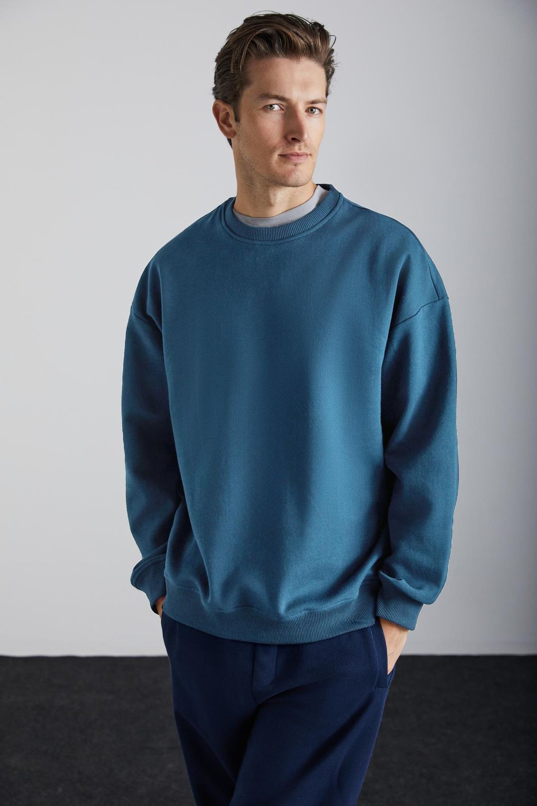 Adams Erkek Içi Polarlı Yumuşacık Organik Pamuklu Regular Fit Mavi Sweatshirt